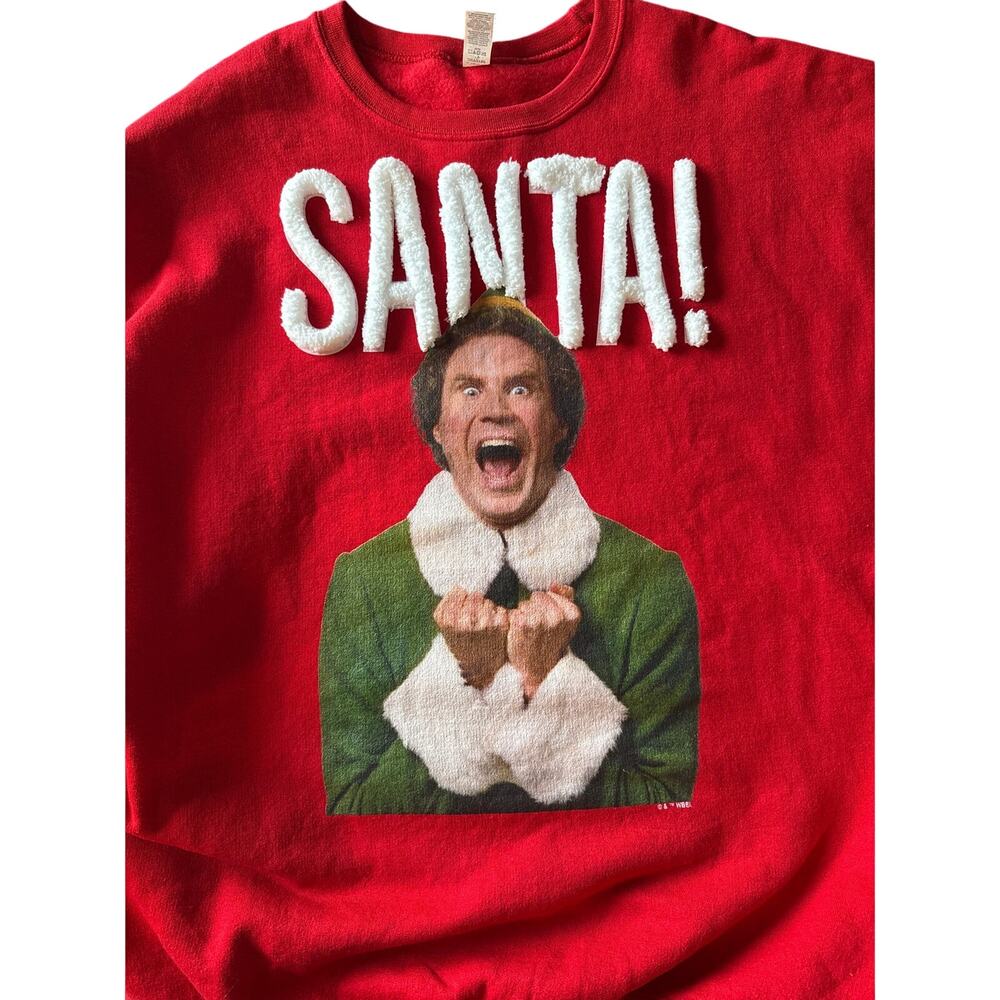 Elf Movie Santa! Buddy The Elf Red Christmas Sweatshirt Jerzees 2XL - Picture 1 of 6